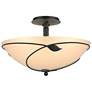 Forged Leaves 16" Wide Large Black Semi-Flush With Sand Glass Shade