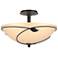 Forged Leaves 16" Wide Large Black Semi-Flush With Sand Glass Shade