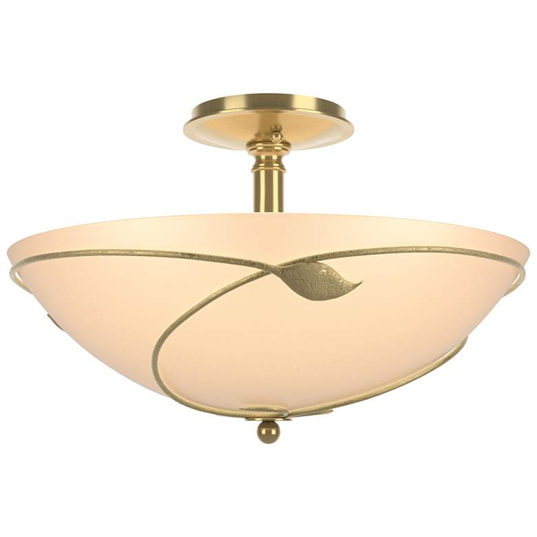 Image 1 Forged Leaves 16" Wide Large Modern Brass Semi-Flush With Sand Glass S