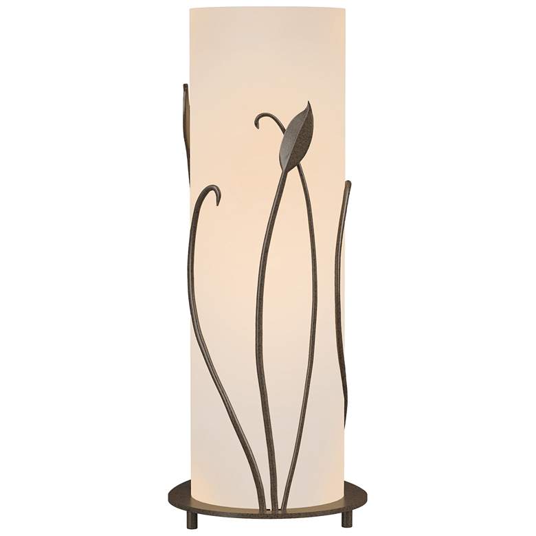 Image 1 Forged Leaves 18" High Bronze Table Lamp With Opal Glass Shade
