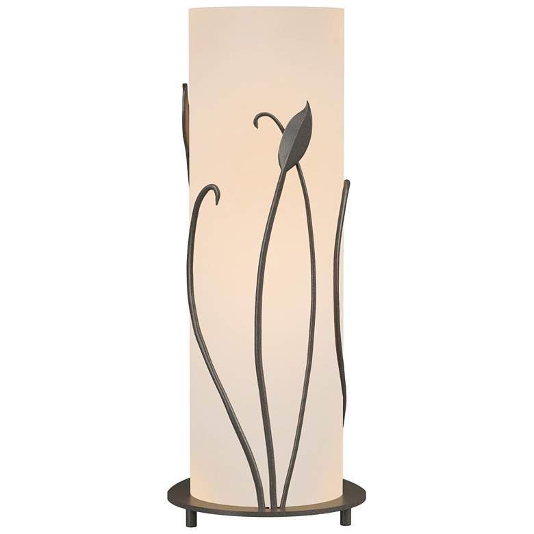 Image 1 Forged Leaves 18" High Dark Smoke Table Lamp With Opal Glass Shade