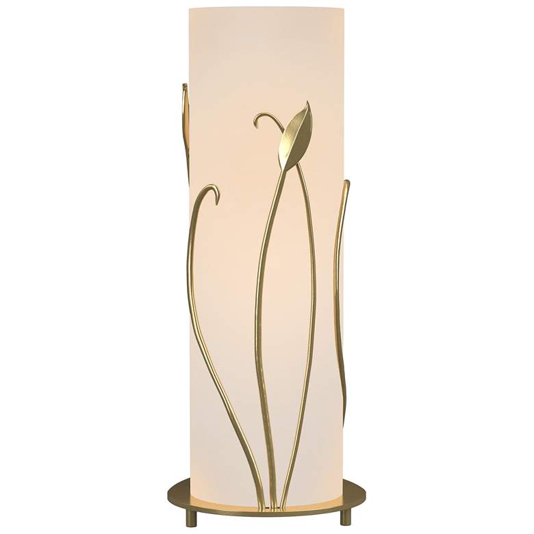 Image 1 Forged Leaves 18 inch High Modern Brass Table Lamp With Opal Glass Shade
