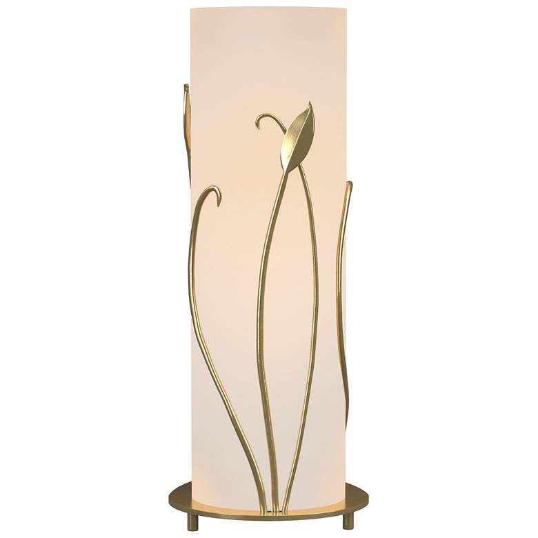 Image 1 Forged Leaves 18" High Modern Brass Table Lamp With Opal Glass Shade