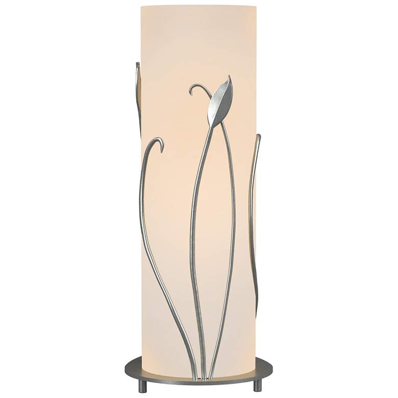 Image 1 Forged Leaves 18" High Vintage Platinum Table Lamp With Opal Glass Sha