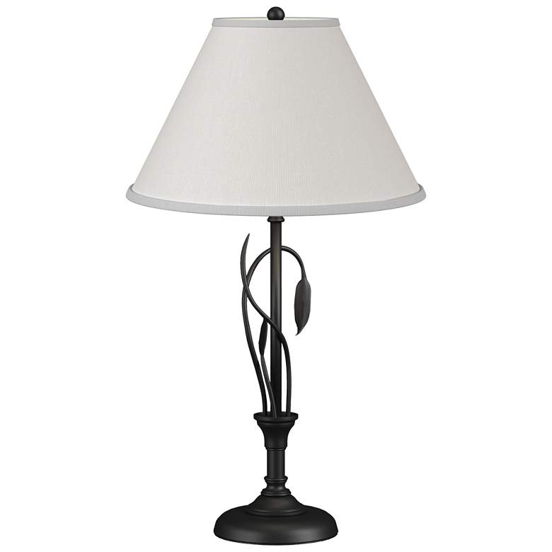 Image 1 Forged Leaves and Vase 26.4"H Black Table Lamp w/ Natural Anna Shade
