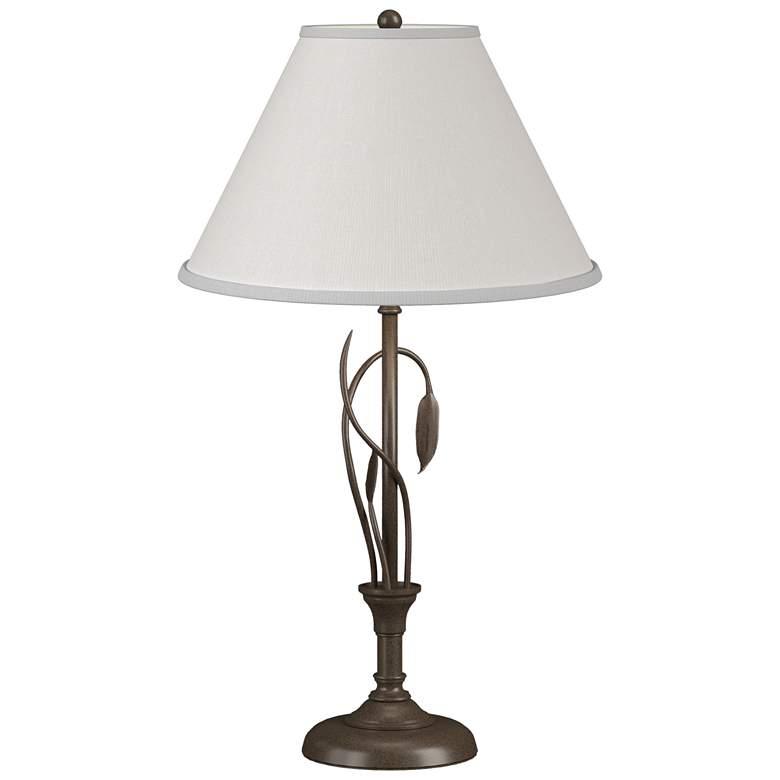 Image 1 Forged Leaves and Vase 26.4 inchH Bronze Table Lamp w/ Natural Anna Shade
