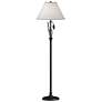 Forged Leaves and Vase 56"H Black Floor Lamp With Natural Anna Shade