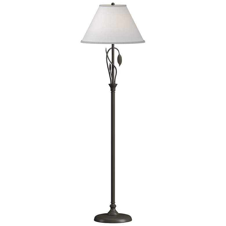 Image 1 Forged Leaves and Vase 56 inchH Dark Smoke Floor Lamp w/ Anna Shade