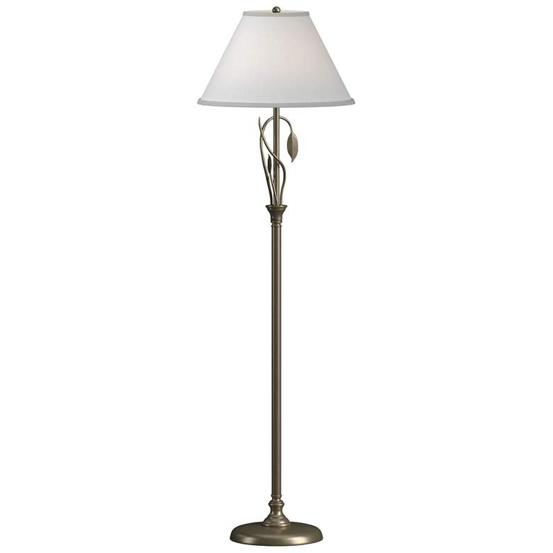 Image 1 Forged Leaves and Vase 56 inchH Soft Gold Floor Lamp w/ Anna Shade