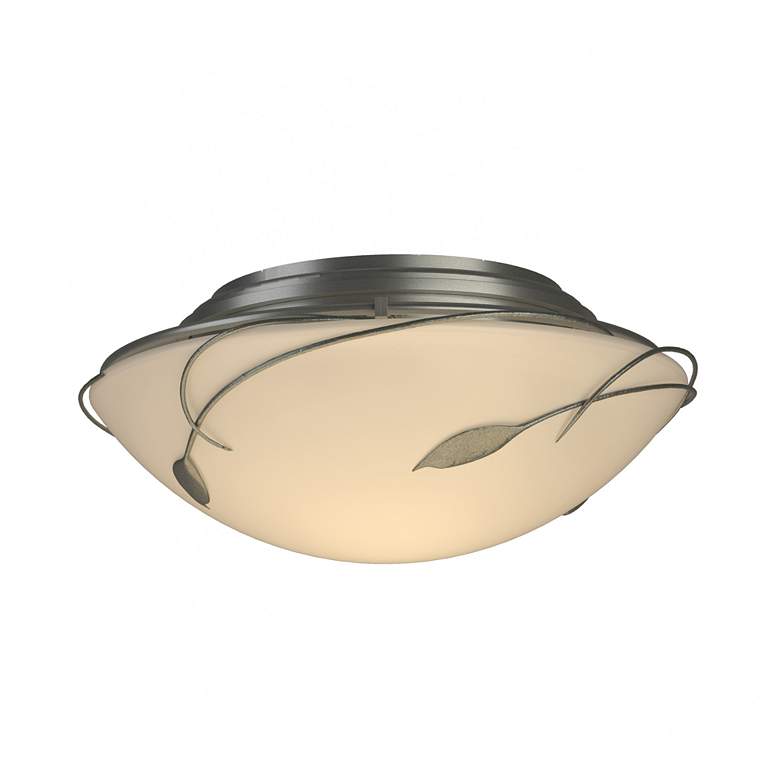 Image 1 Forged Leaves Flush Mount - Platinum - Opal Glass