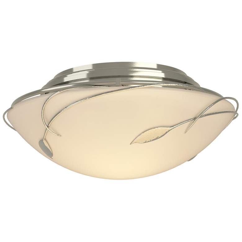 Image 1 Forged Leaves Flush Mount - Sterling - Opal Glass