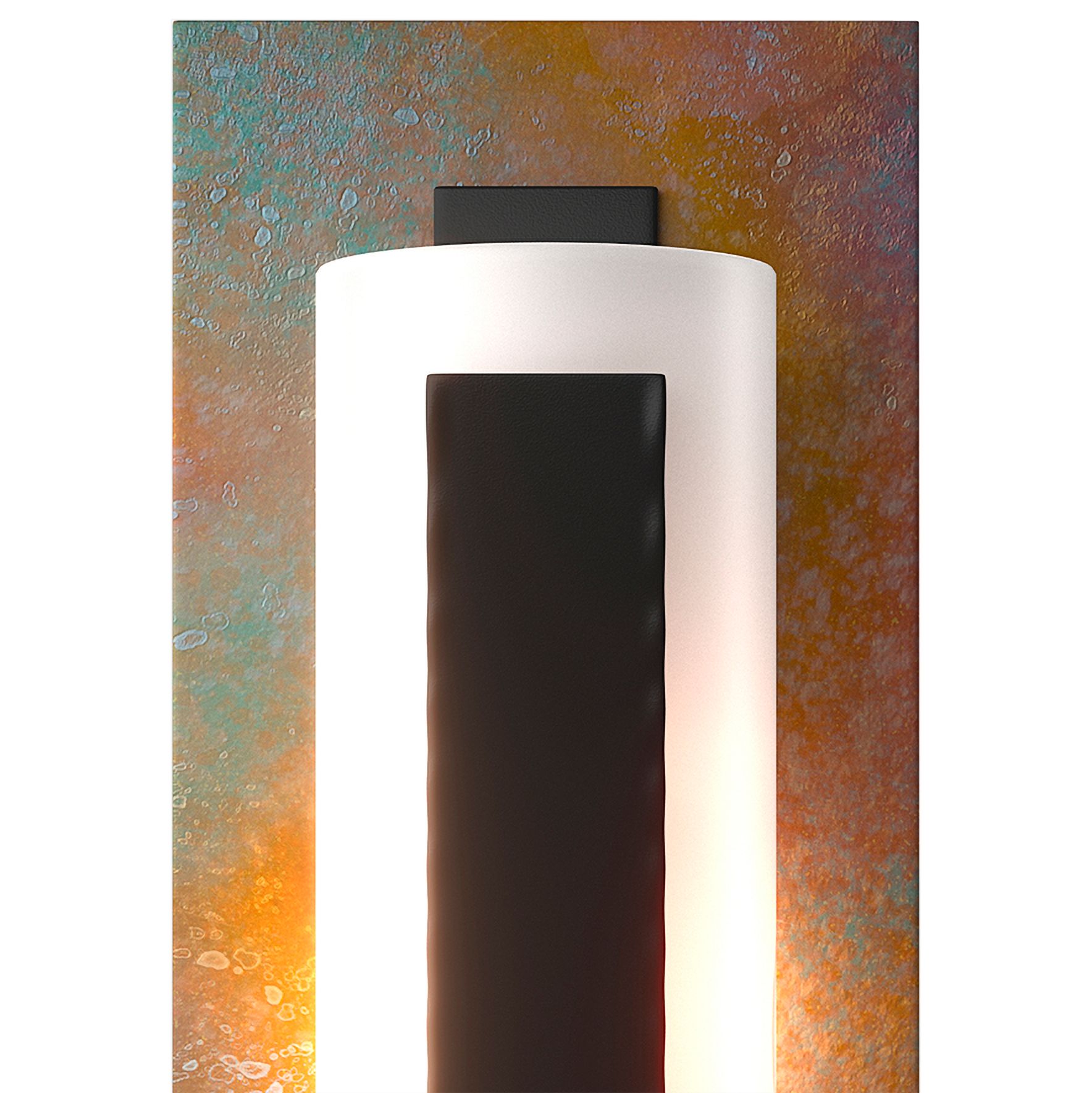 Image 3 Forged Vertical Bar 15"H Black And Copper Sconce With Opal Glass Shade more views