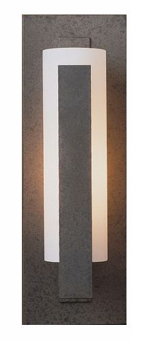 Forged Vertical Bar 15"H Natural Iron And Steel Sconce w/ Opal Shade