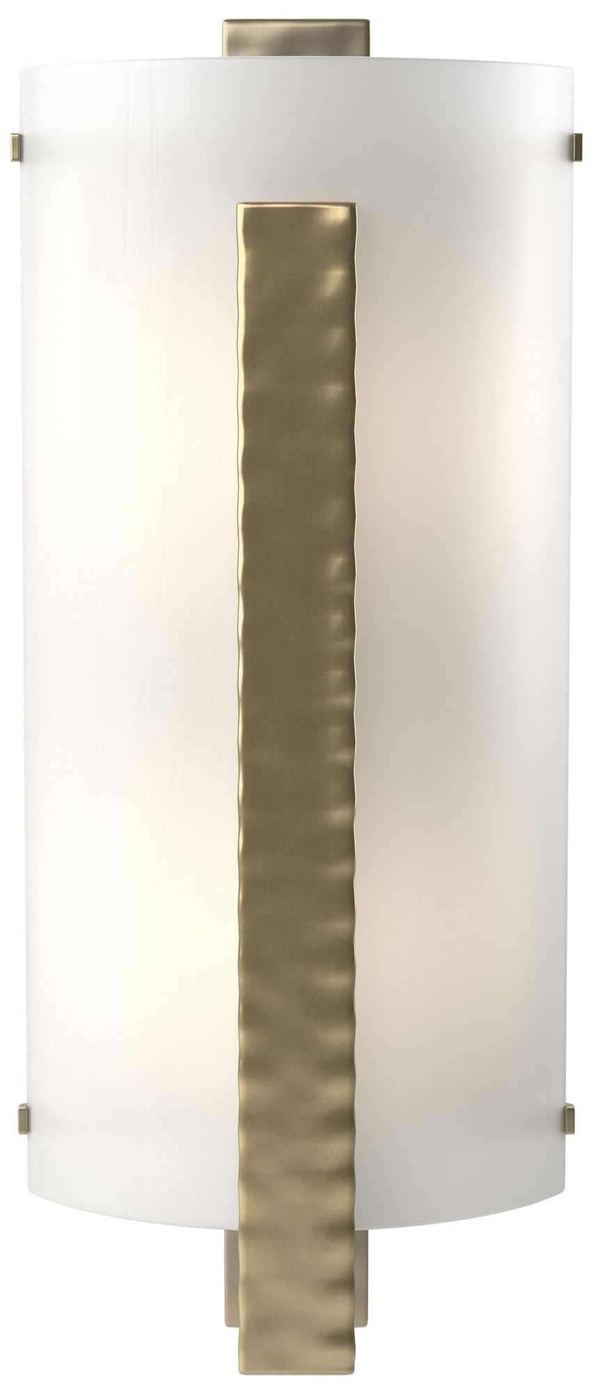 Forged Vertical Bar 18" Modern Brass Sconce w/White Art Glass Made to 