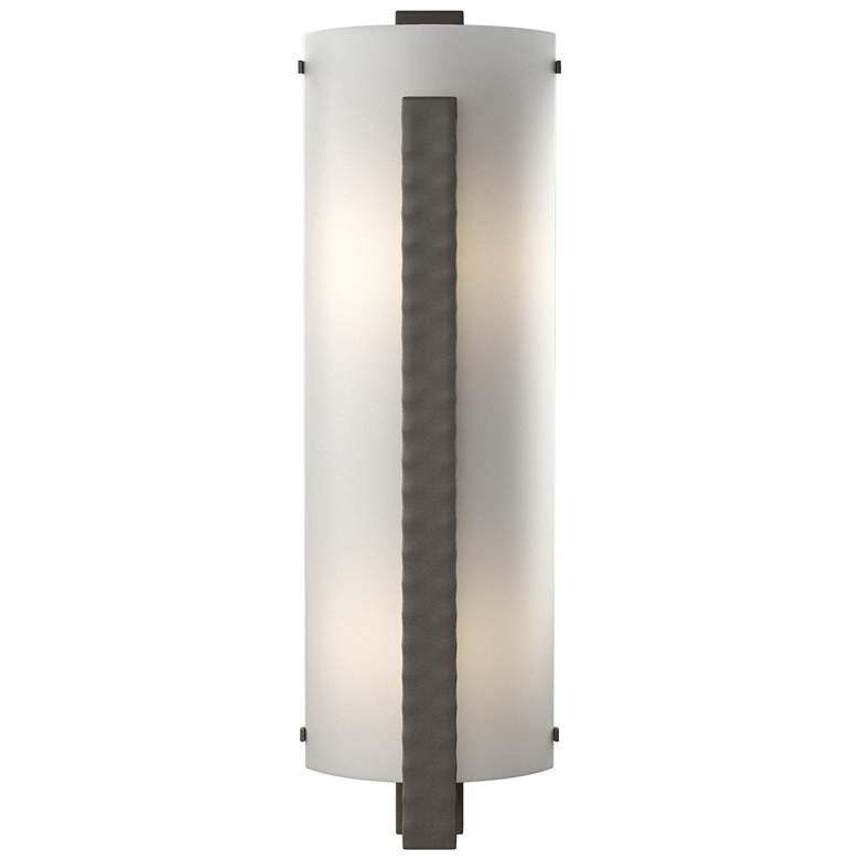 Image 1 Forged Vertical Bar 23.25 inchH Large Dark Smoke Sconce w/ White Glass Sha