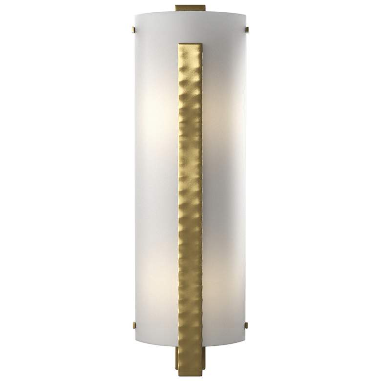 Image 1 Forged Vertical Bar 23.25"H Large Modern Brass Sconce w/ White Shade