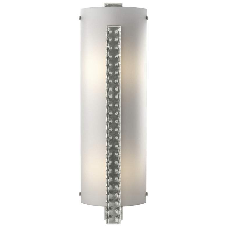 Image 1 Forged Vertical Bar 23.25"H Large Sterling Sconce w/ White Art Glass S