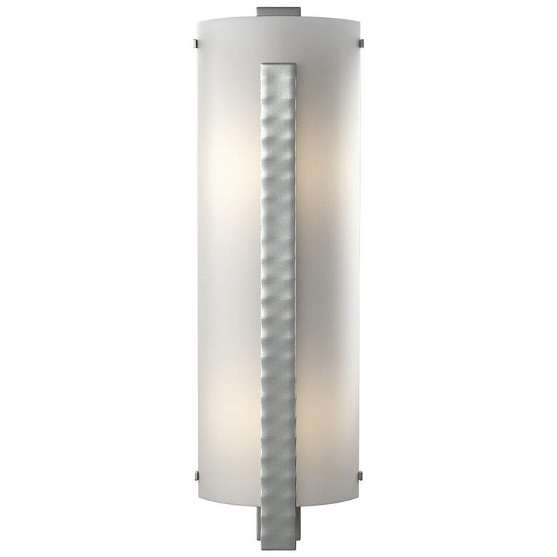 Image 1 Forged Vertical Bar 23.25"H Large Vintage Platinum Sconce w/ White Sha