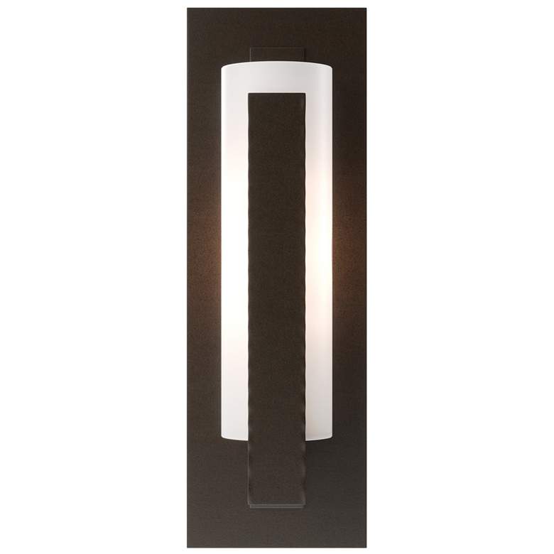 Image 1 Forged Vertical Bar Sconce - Steel Backplate - Bronze - Opal Glass