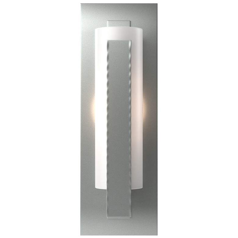 Image 1 Forged Vertical Bar Sconce - Steel Backplate - Platinum - Opal Glass