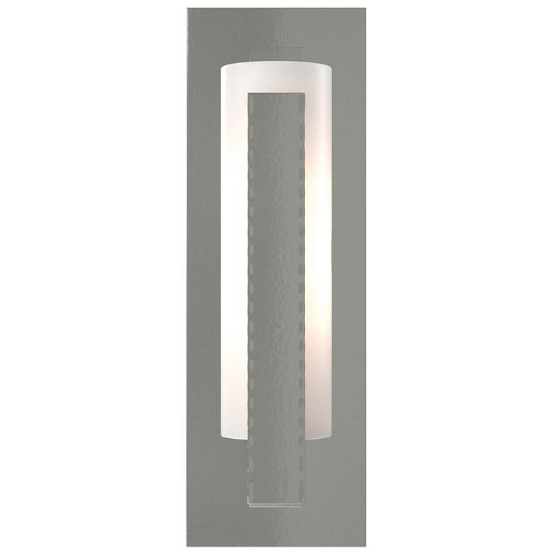 Image 1 Forged Vertical Bar Sconce - Steel Backplate - Sterling Finish - Opal Glass