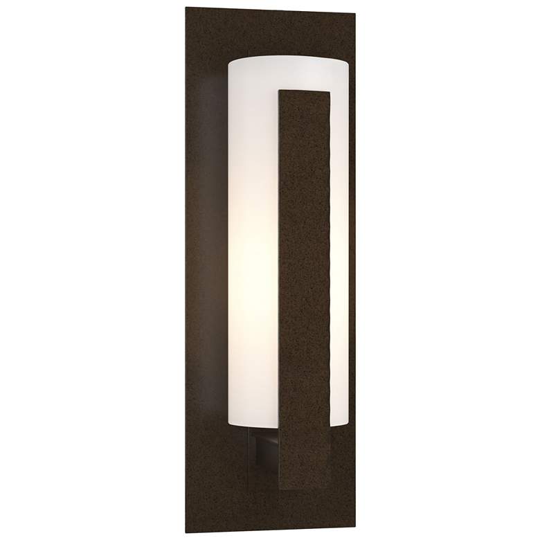 Image 1 Forged Vertical Bars 15"H Oil Rubbed Bronze Outdoor Sconce w/ Opal Sha
