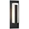 Forged Vertical Bars 15"H Small Black Outdoor Sconce w/ Opal Shade