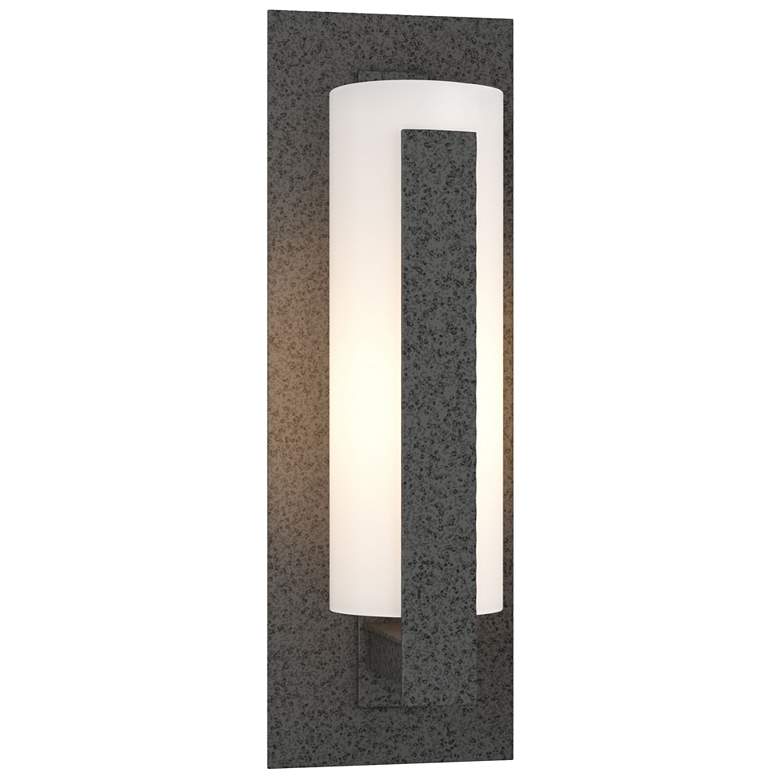 Image 1 Forged Vertical Bars 15"H Small Coastal Iron Outdoor Sconce w/ Opal Gl