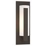 Forged Vertical Bars 15"H Small Smoke Outdoor Sconce w/ Opal Shade