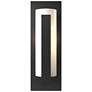 Forged Vertical Bars 18.8"H Black Outdoor Sconce w/ Opal Shade