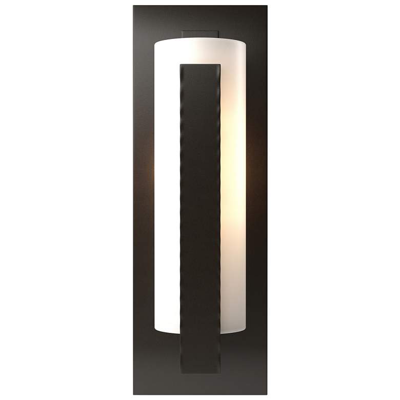 Image 1 Forged Vertical Bars 18.8 inchH Oil Rubbed Bronze Outdoor Sconce w/ Opal S