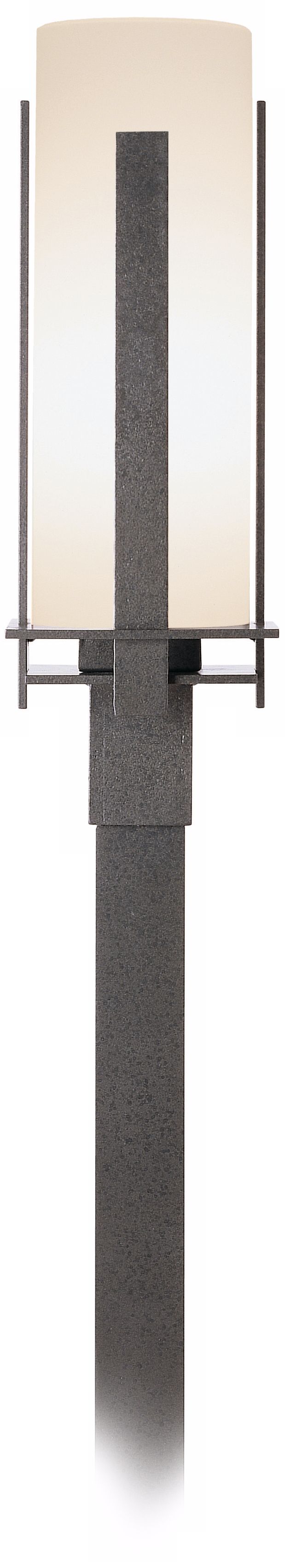Forged Vertical Bars 22.25"H Iron Outdoor Post Light w/ Opal Shade