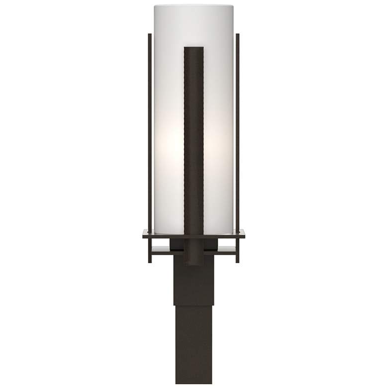 Image 1 Forged Vertical Bars 22.25"H Oiled Bronze Outdoor Post Light w/ Opal S