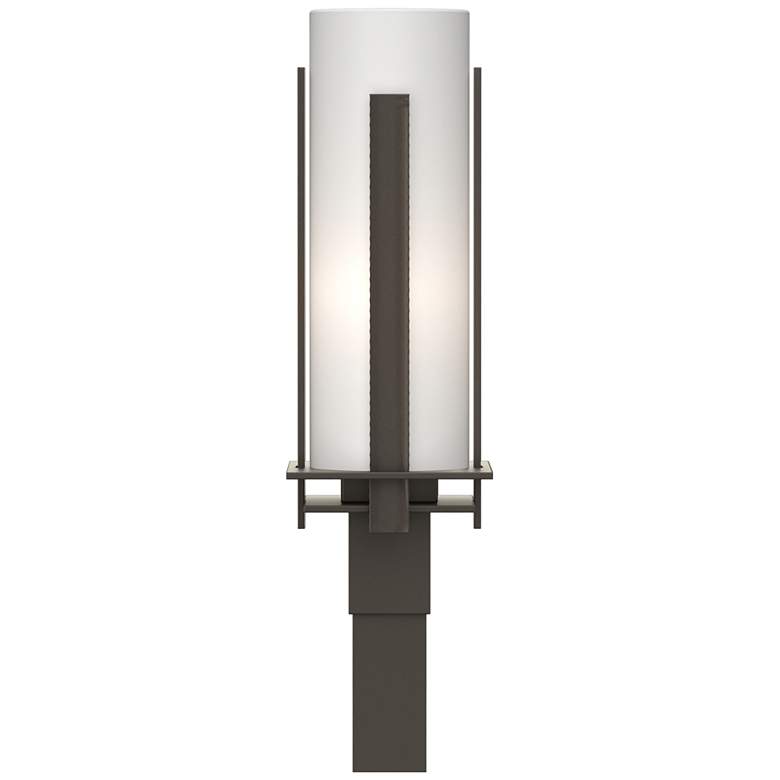 Image 1 Forged Vertical Bars 22.25"H Smoke Outdoor Post Light w/ Opal Shade