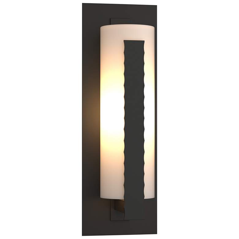Image 1 Forged Vertical Bars 23.5"H Oiled Bronze Large Outdoor Sconce w/ Opal