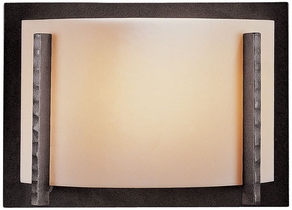 Forged Vertical Bars 9"H Natural Iron Sconce With White Art Shade