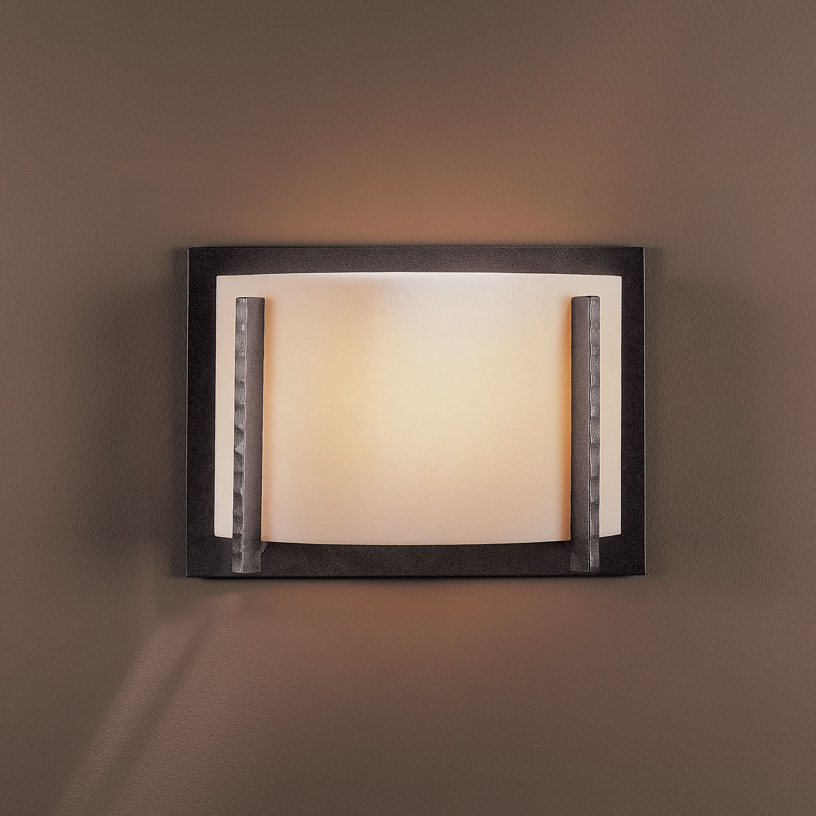 Image 2 Forged Vertical Bars 9"H Natural Iron Sconce With White Art Shade more views