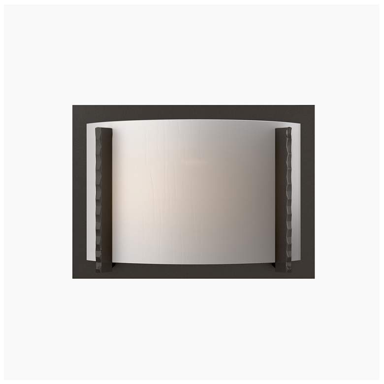 Image 1 Forged Vertical Bars 9"H Oil Rubbed Bronze Sconce w/ White Art Glass S