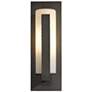 Forged Vertical Bars Coastal Dark Smoke Outdoor Sconce With Opal Glass