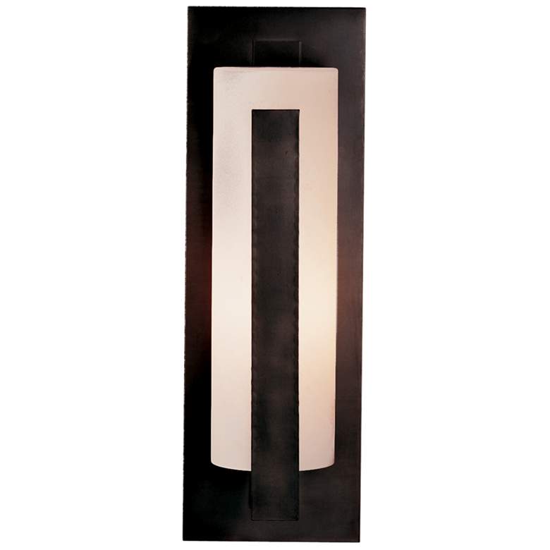 Image 1 Forged Vertical Bars Dark Smoke Large Outdoor Sconce With Opal Glass