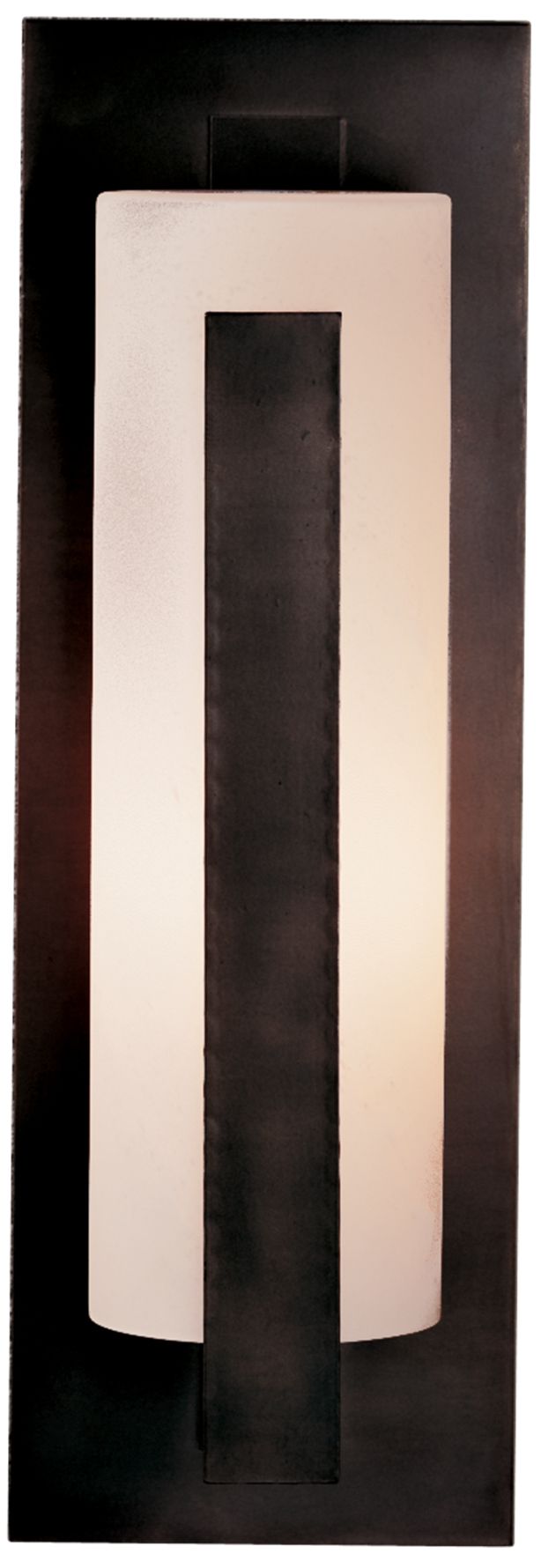 Forged Vertical Bars Dark Smoke Outdoor Sconce w/Opal Glass Made to Order