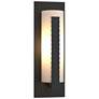 Forged Vertical Bars Large Outdoor Sconce - Black Finish - Opal Glass