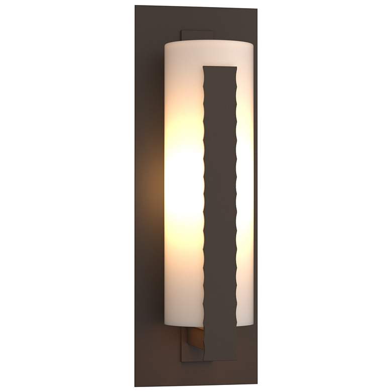 Image 1 Forged Vertical Bars Large Outdoor Sconce - Bronze Finish - Opal Glass