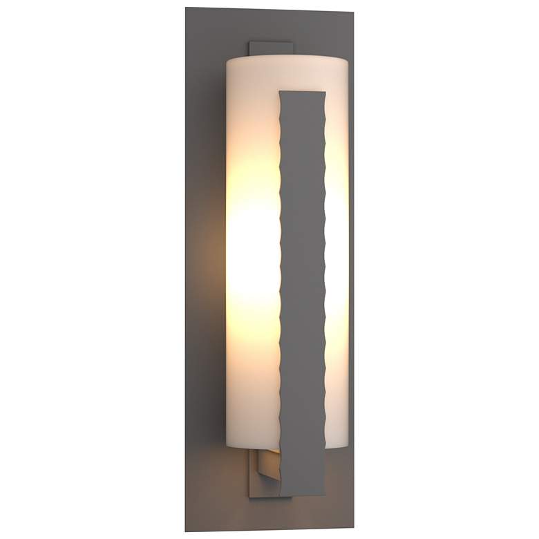 Image 1 Forged Vertical Bars Large Outdoor Sconce - Steel - Opal Glass