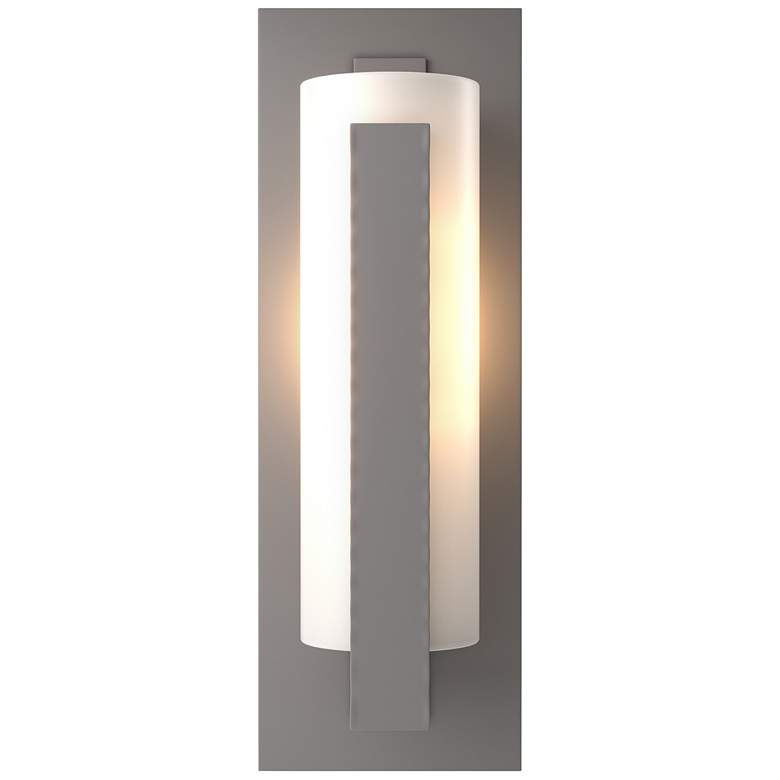 Image 1 Forged Vertical Bars Outdoor Sconce - Steel Finish - Opal Glass