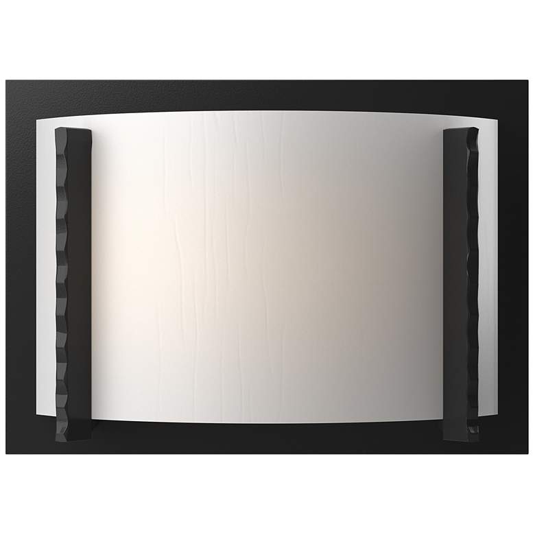 Image 1 Forged Vertical Bars Sconce - Black Finish - White Art Glass