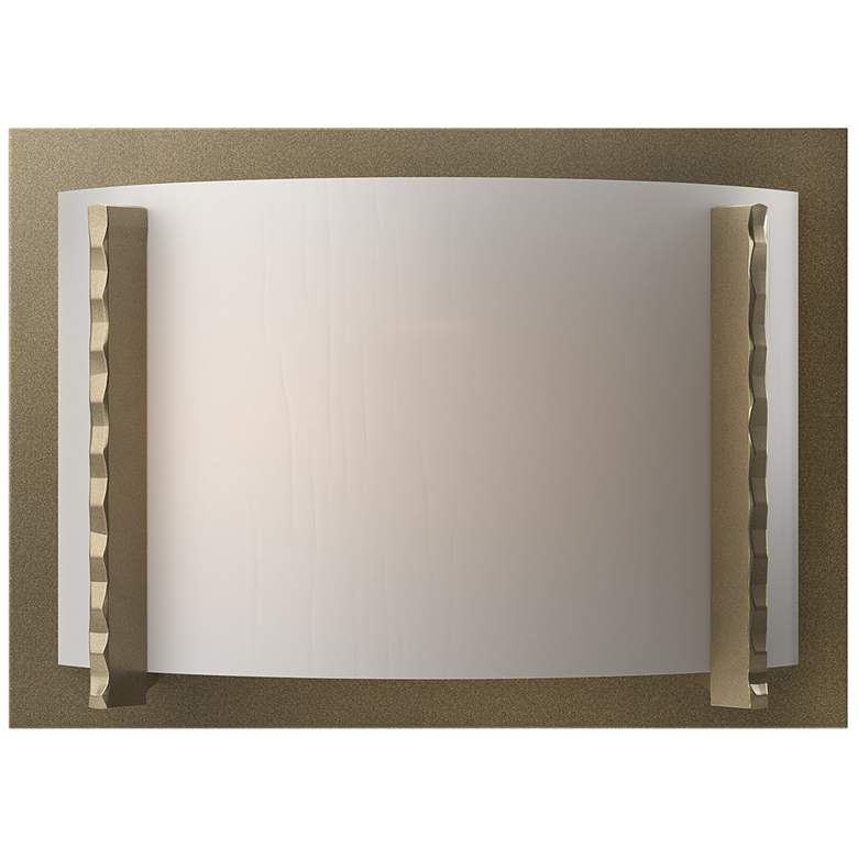 Image 1 Forged Vertical Bars Sconce - Soft Gold Finish - White Art Glass
