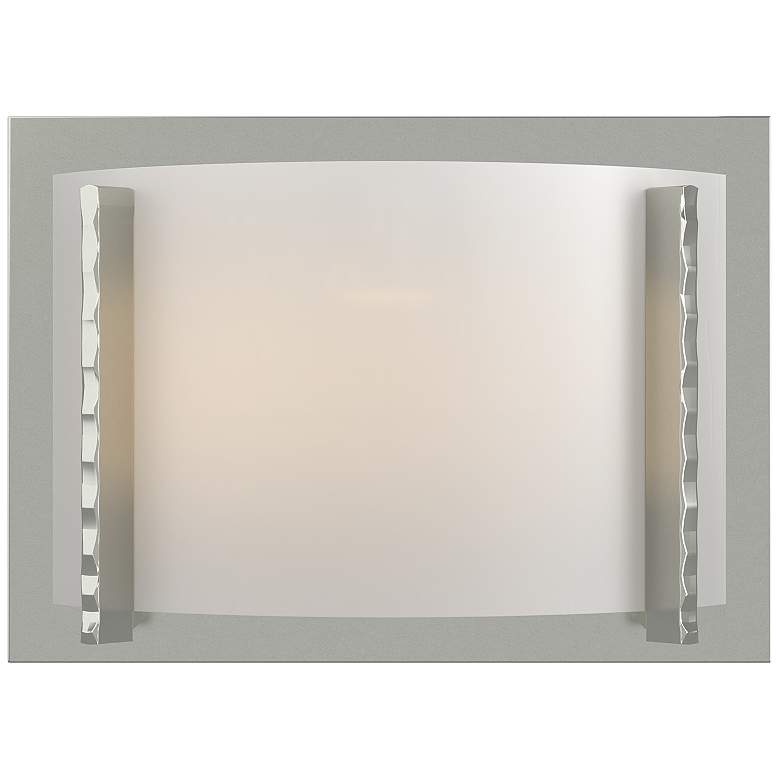 Image 1 Forged Vertical Bars Sconce - Sterling Finish - White Art Glass