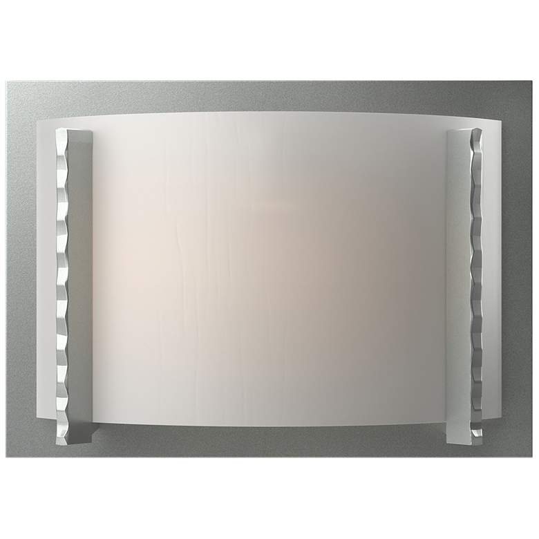 Image 1 Forged Vertical Bars Sconce - Vintage Platinum Finish - White Art Glass