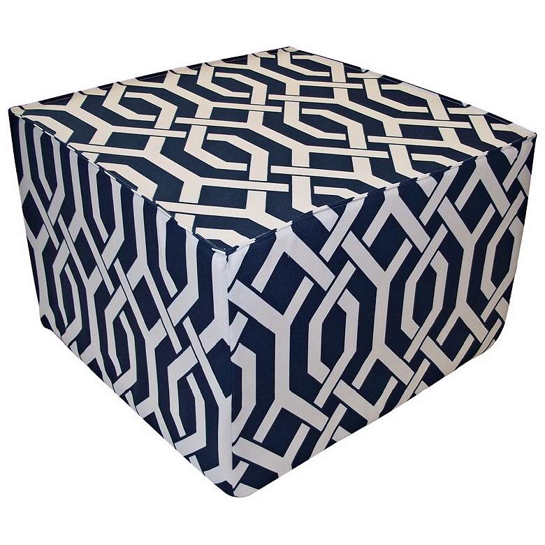 Image 1 Fork Outdoor Square Navy Ottoman